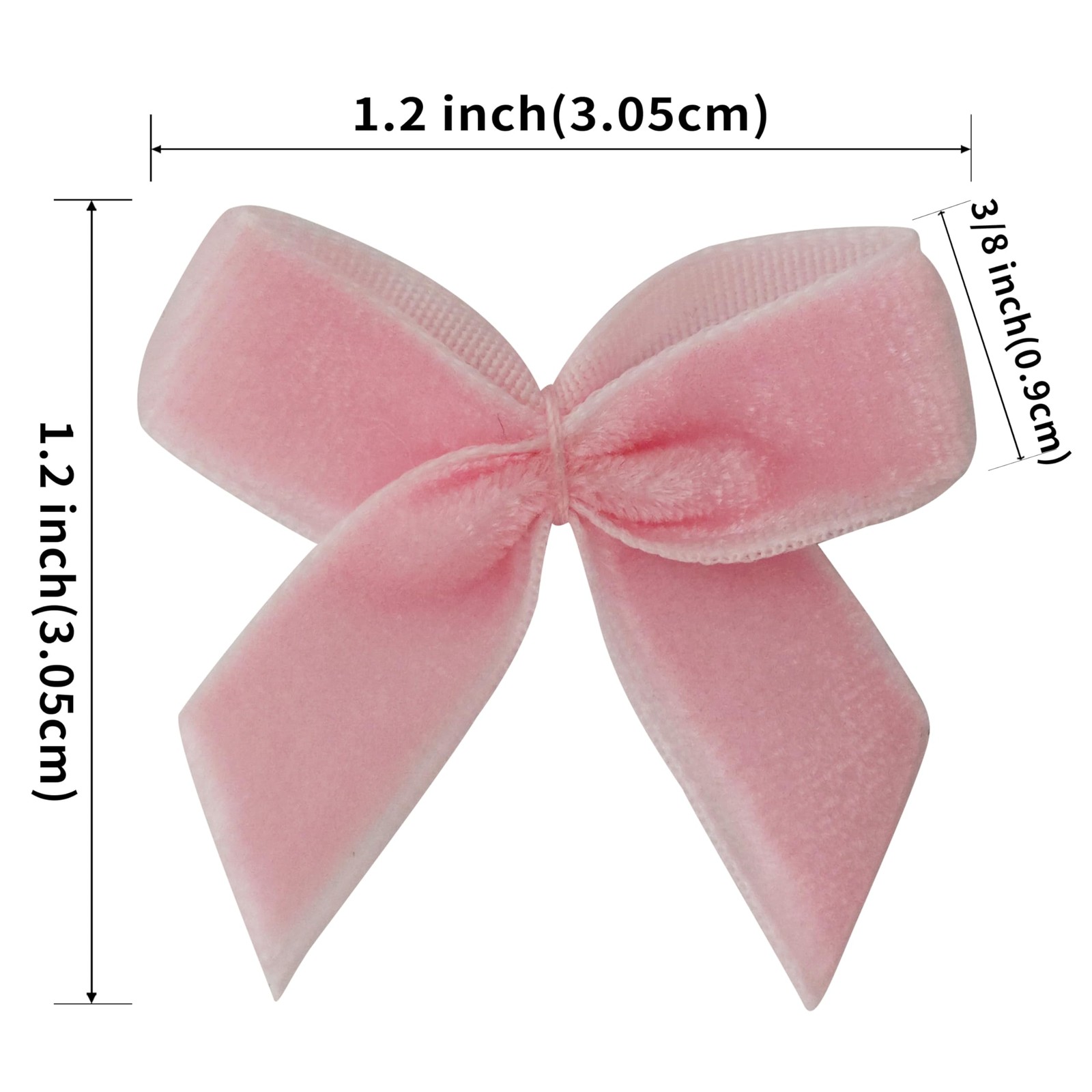 50pcs 1.2-Inch Mini Ribbon Bows in Baby Pink Velvet for Crafts Small Applique…