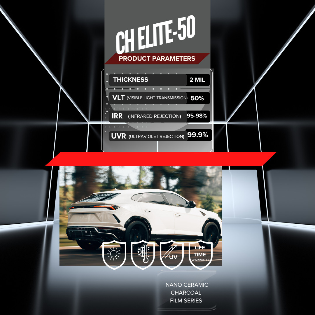 CH -Elite Nano Ceramic Charcoal Film Roll /Heat & UV Protection, Car/Home Film