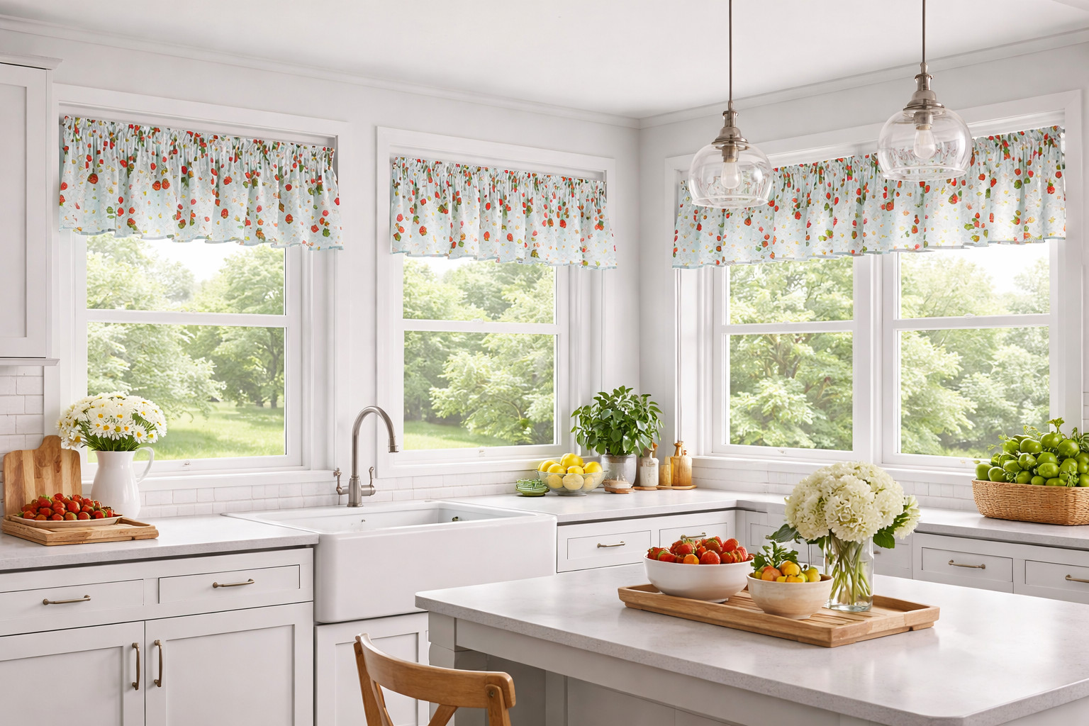 Strawberry Kitchen Valance Curtain