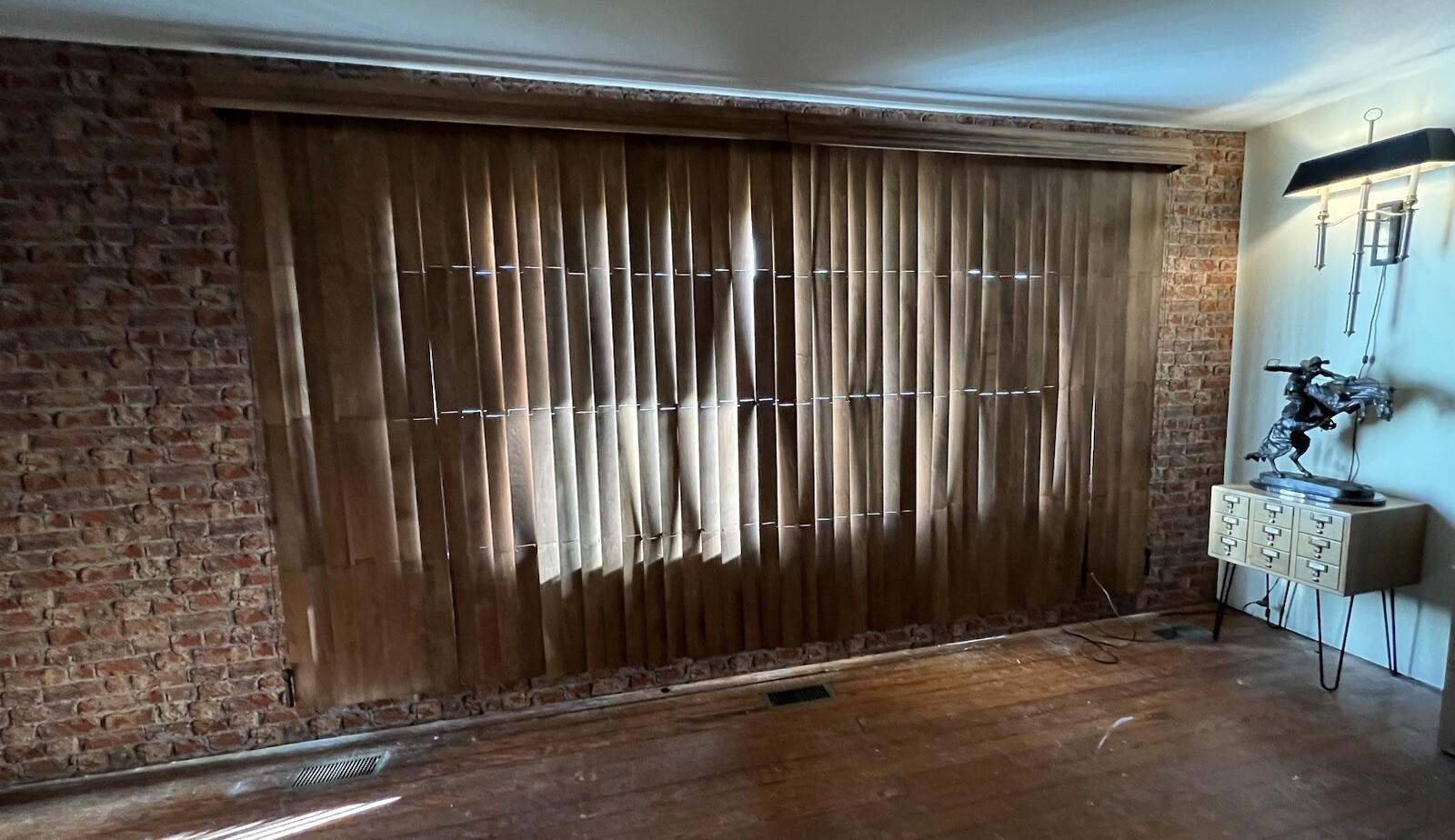 Nanik Vertical Real Wood Blinds Outside Mount 12’ Or Two (2) x 6’ blinds x 85”