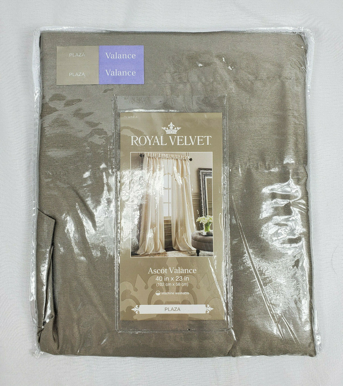 Royal Velvet Smokey Taupe Plaza Thermal Lined Ascot Valance, 40″x23″