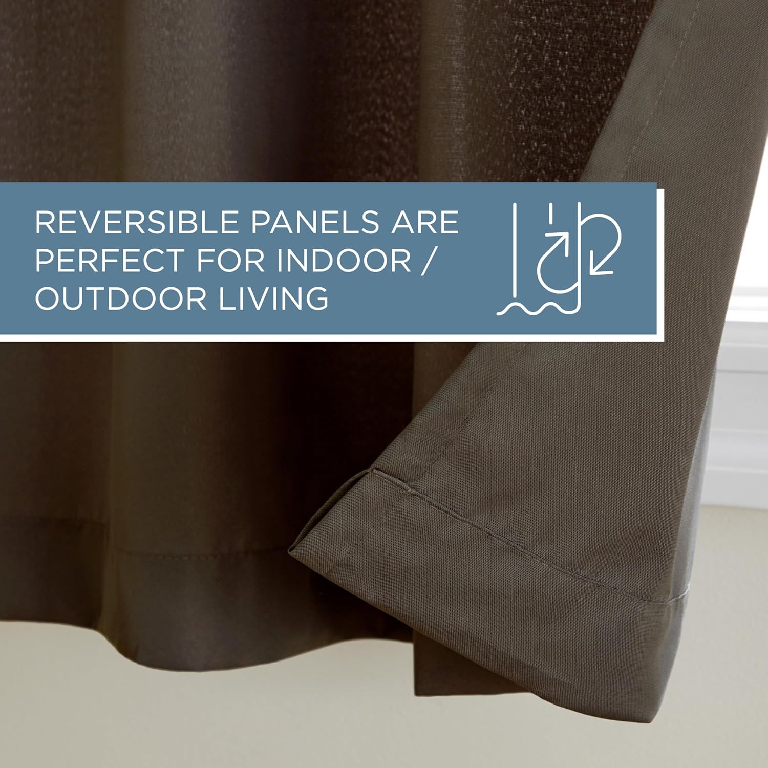 Cabana Solid Curtains 54″x84″ Chocolate, Grommet Top, Water Repellent, 2-Pack