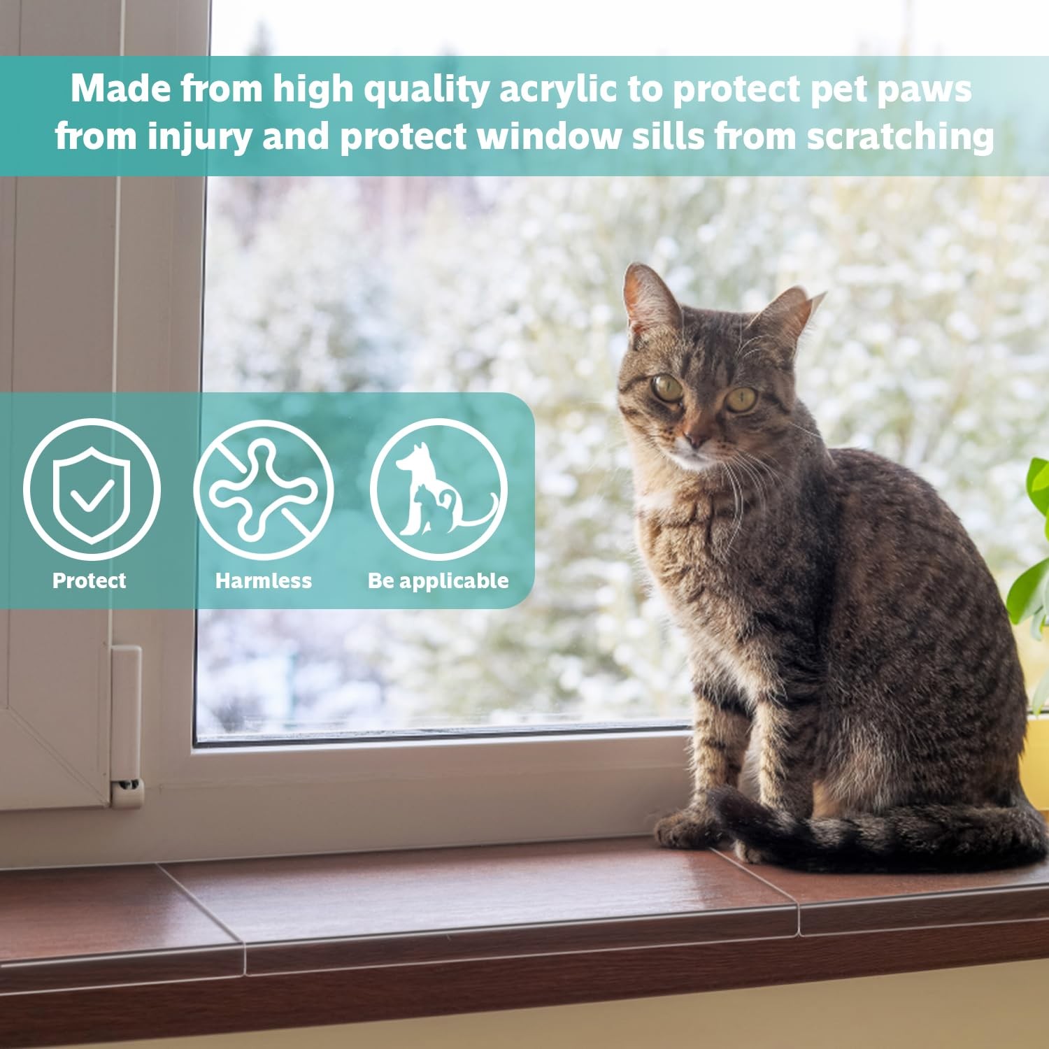 3 Pcs Window Sill Protector, Pet Window Guard,Transparent, Window Sill Cover,…