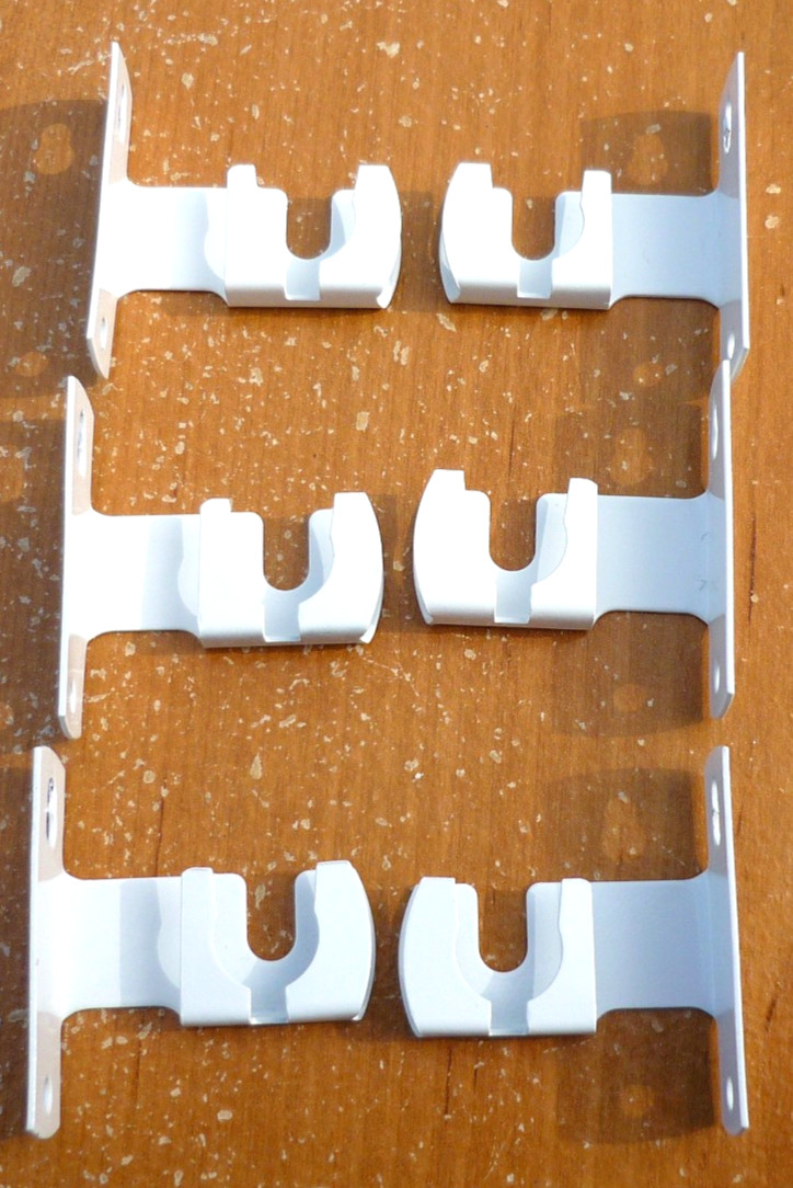 (3 PAIR) Outside Mount Slide In Style Sash Rod Cafe Brackets – Gloss White