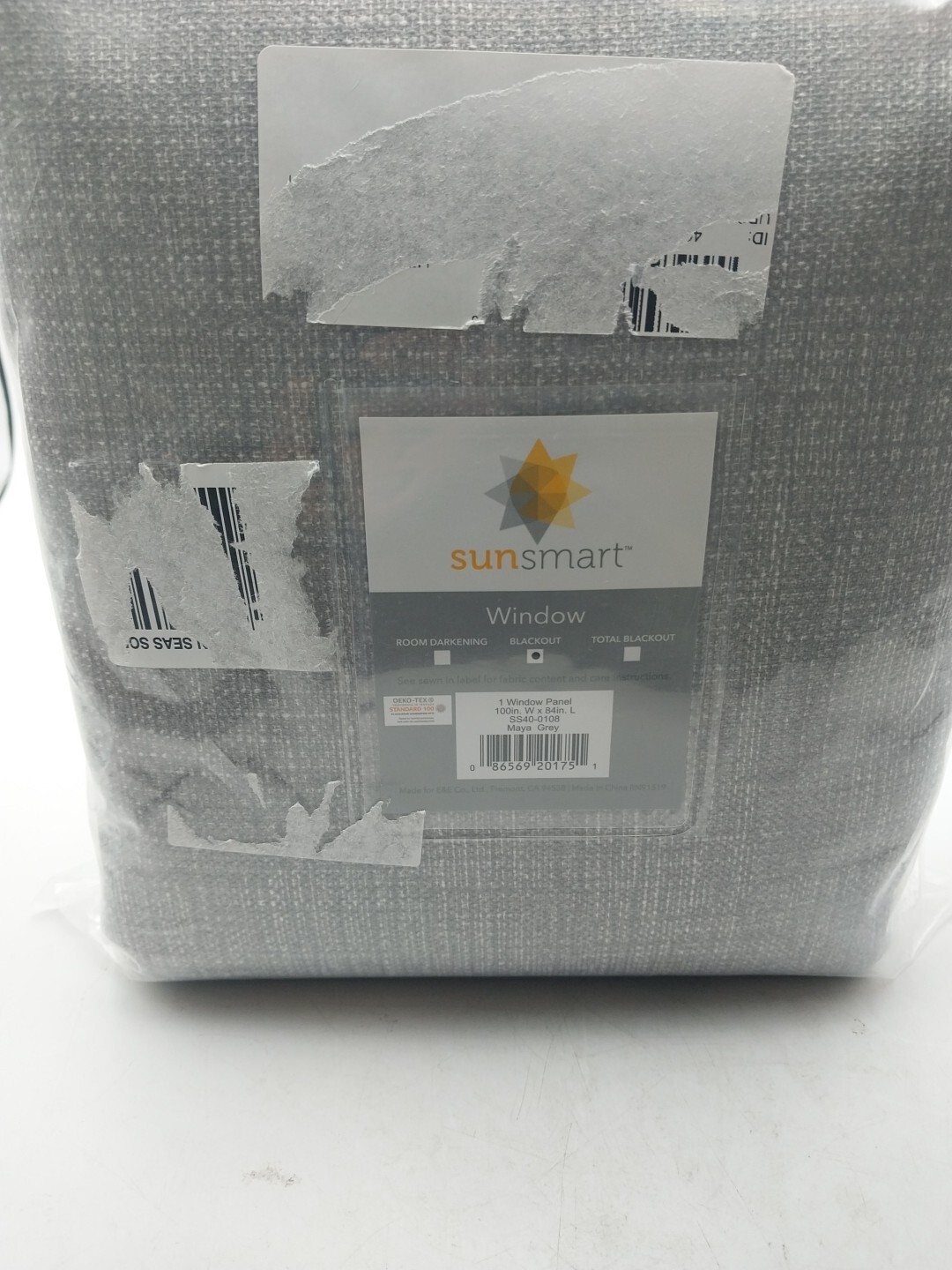 Sunsmart Window Panel Grommet Curtain Blackout Grey 100in W x 84in L