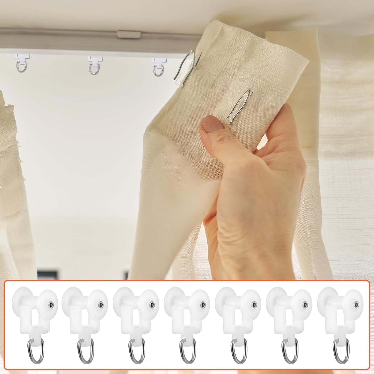 100Pcs Curtain Track Gliders Hooks Rollers Plastic Ceiling Track Runners