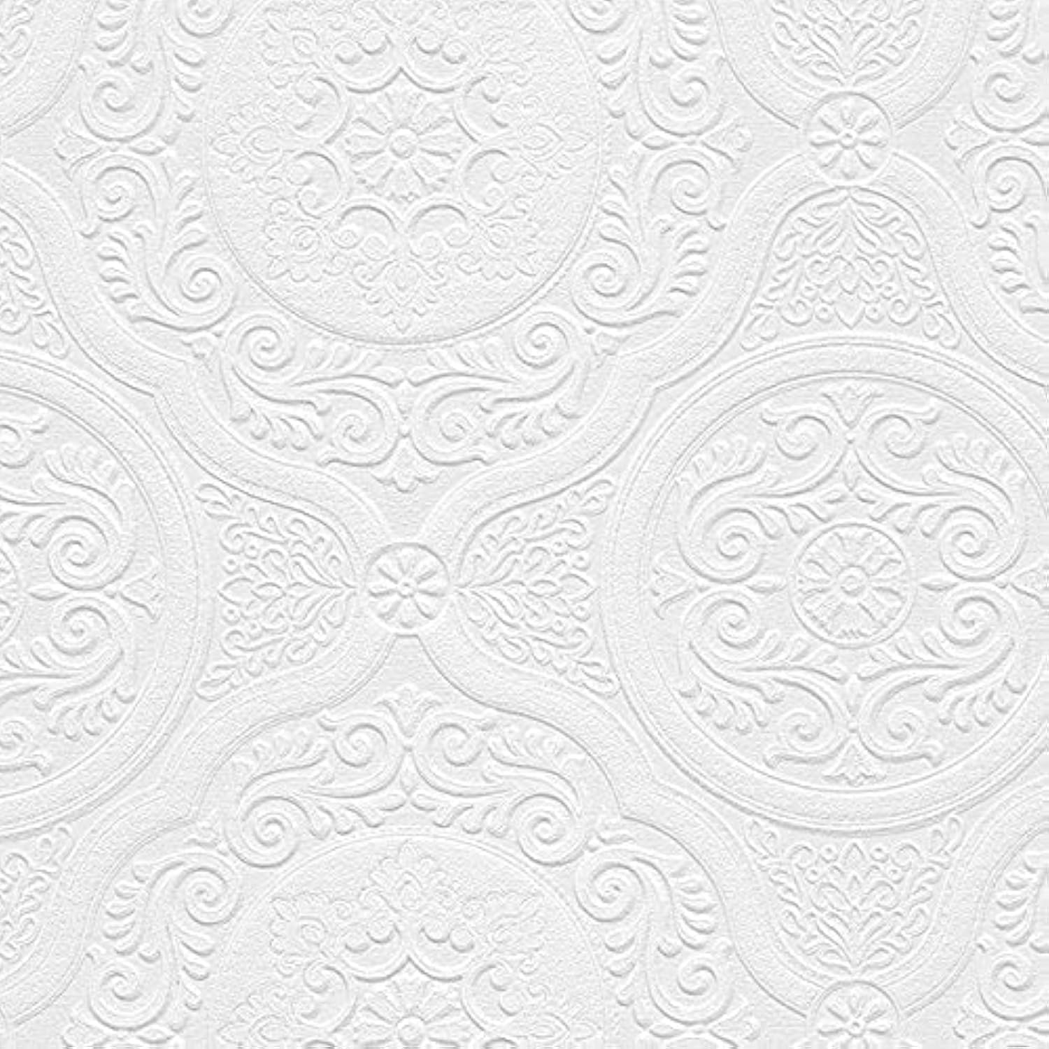 Carter Series Vinyl Textured Paintable Floral Scroll Boarded Square Design Large