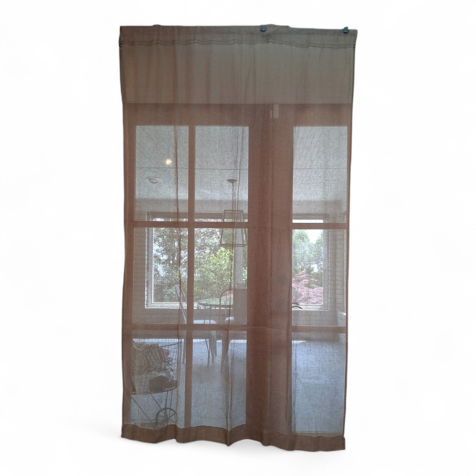 Pottery Barn Tan/Beige Belgian Flax Linen Sheer Curtains 52″ X 84″ Rod Pocket