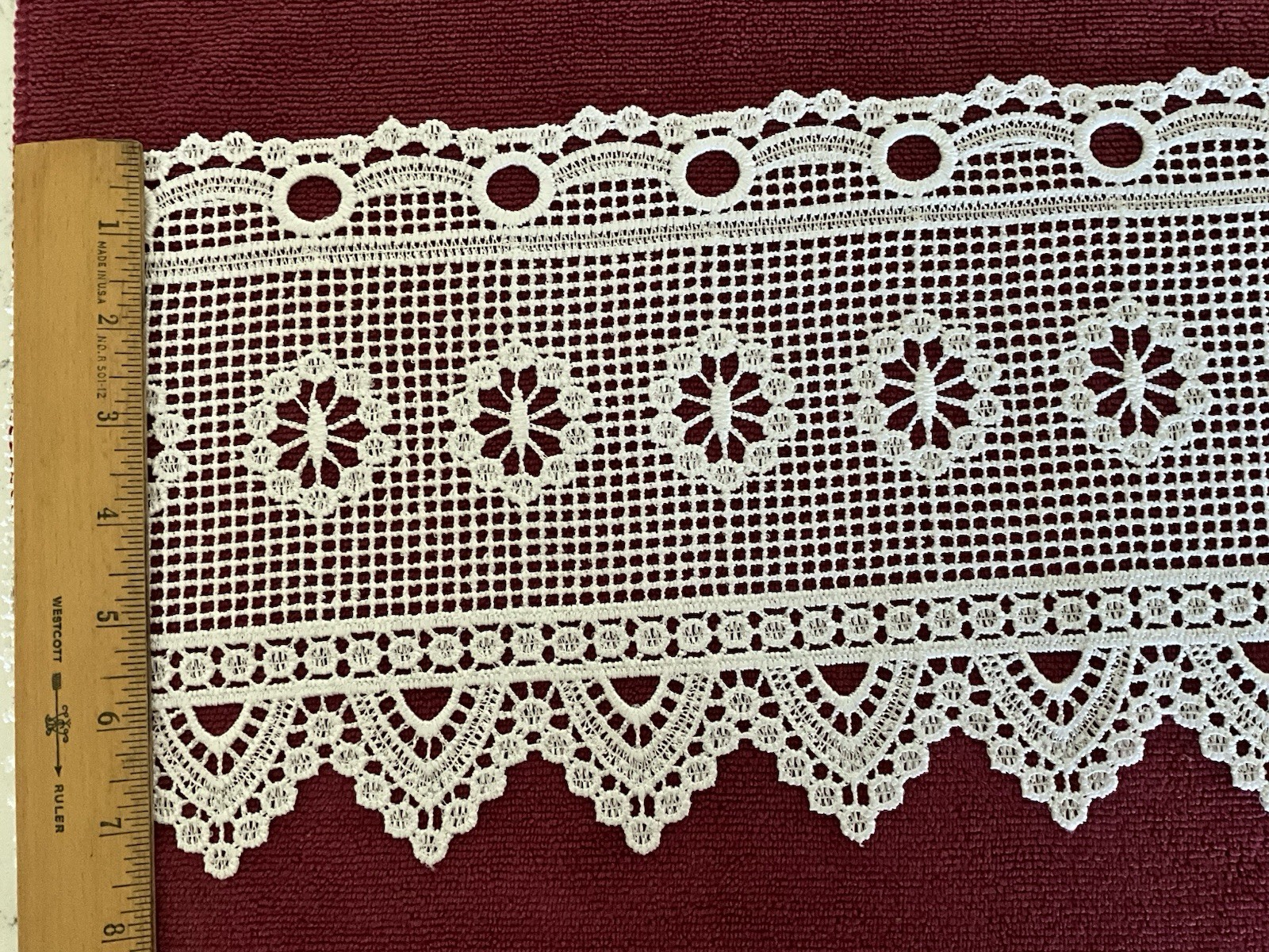 White Lace Valance (7 1/2 Inches Wide & 84 Inches In Length)