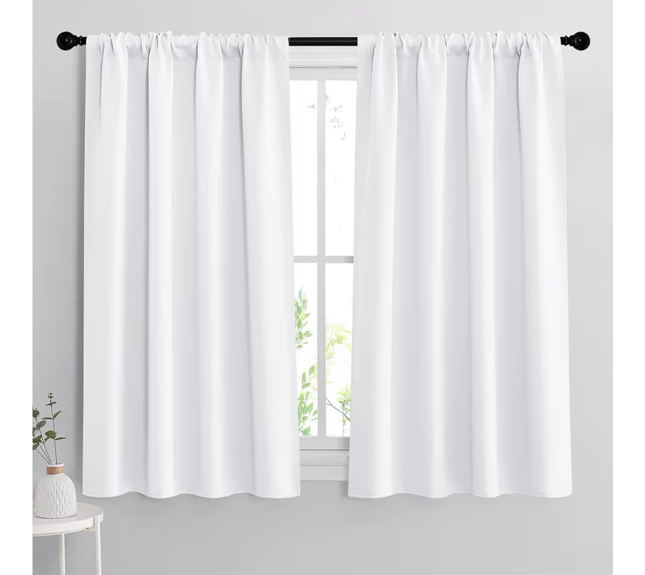 Blackout Curtains 42″W x 45″L Thermal Fabric Pure White, Pack Of 2