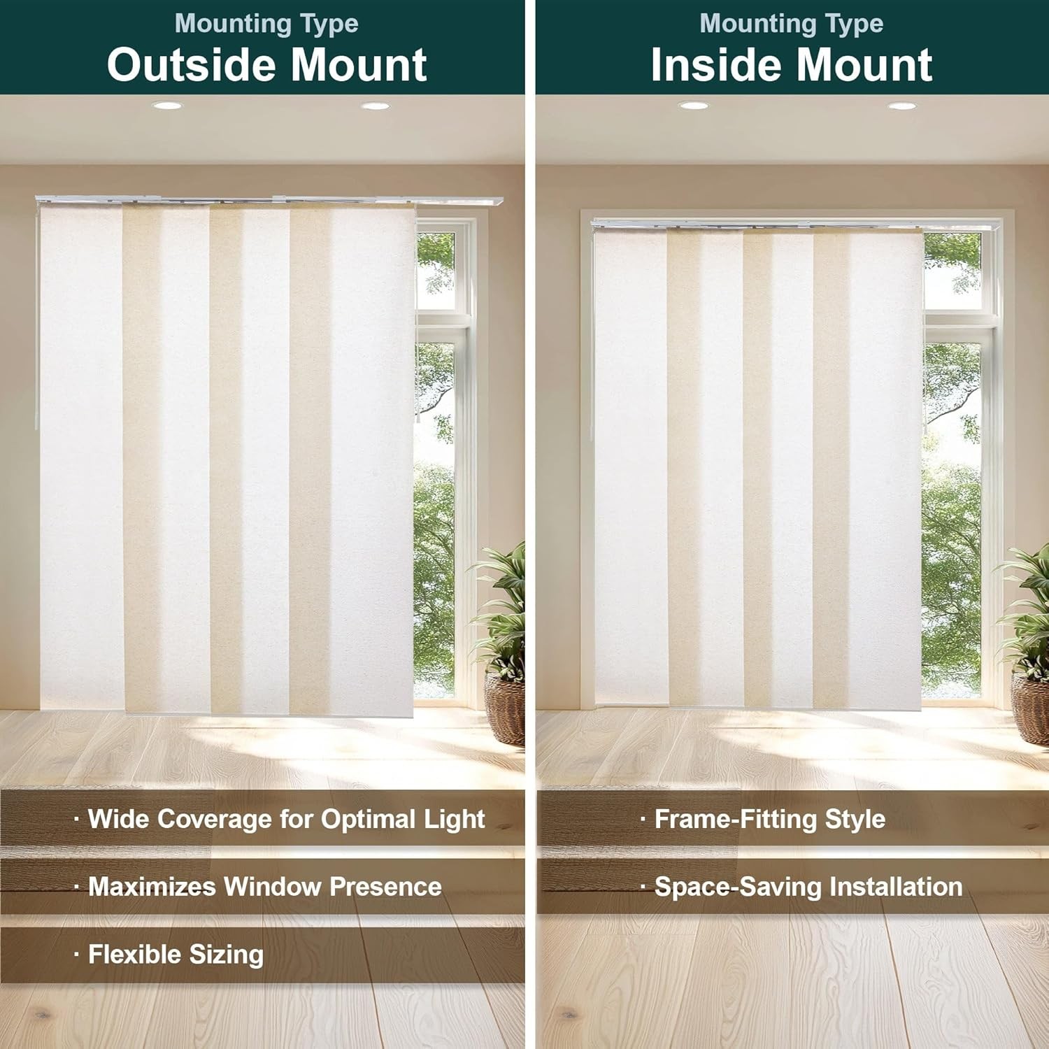 Panel Track Blinds for Sliding Glass Door, Adjustable Track for Patio Entry,