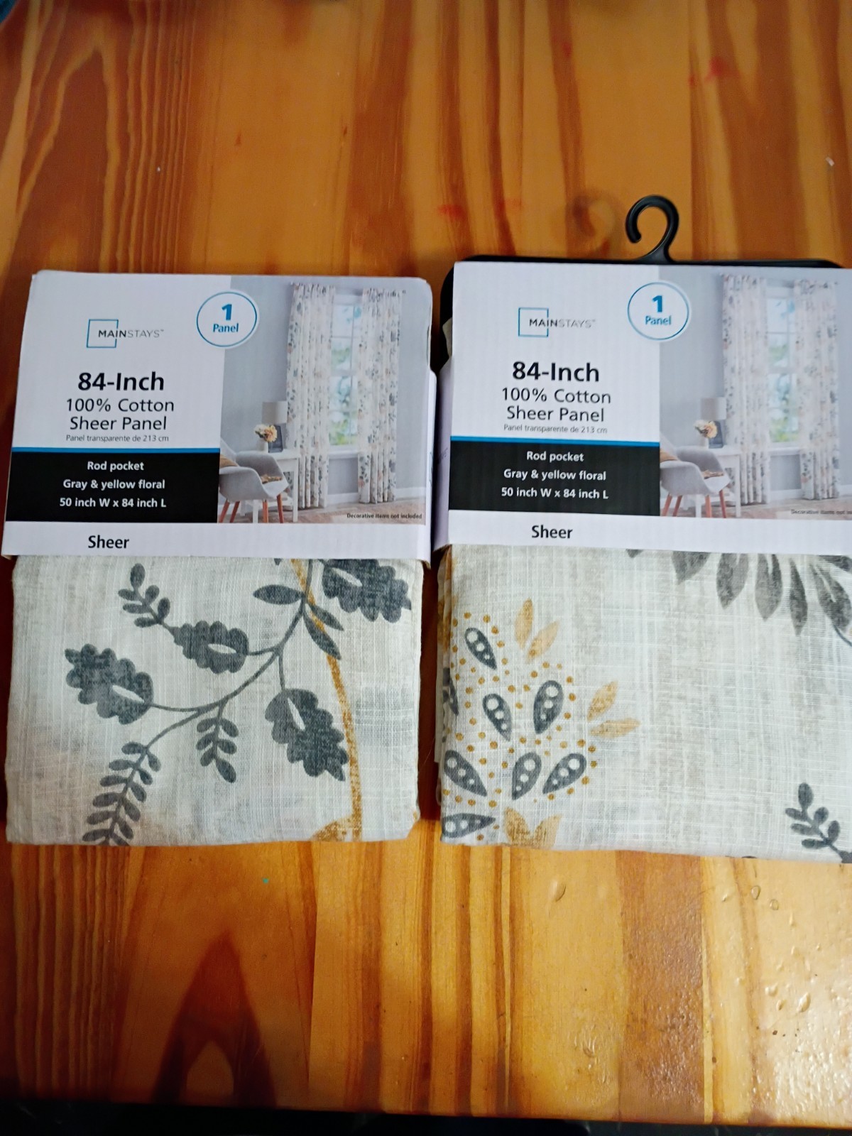 Mainstays Set of 2 84 Inch Sheer Curtains 1 Panel Per Pack
