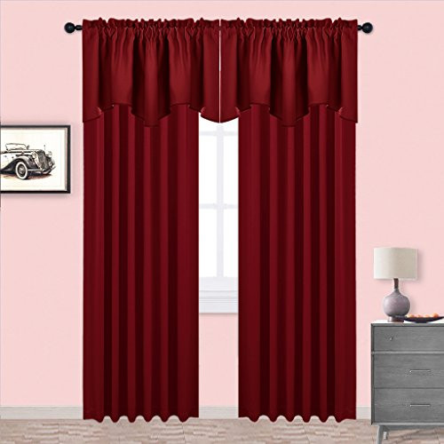 Window Valance – Blackout Valance Elegant 52 inches by8 inches 1 Burgundy Red