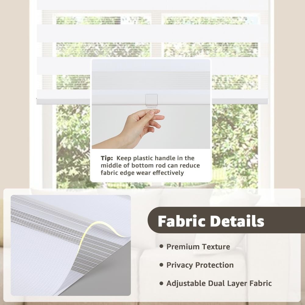 Cordless Zebra Blinds Light Filtering Window Shades for Door Bedroom Kitchen