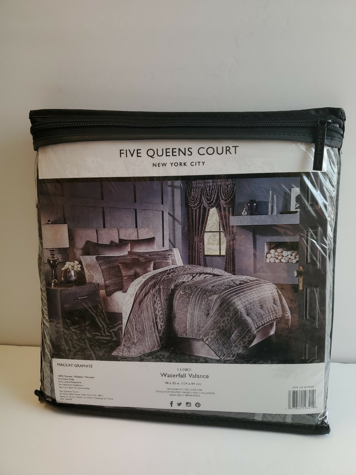 Five Queens Court I Lined Waterfall Valance 49×33 In.