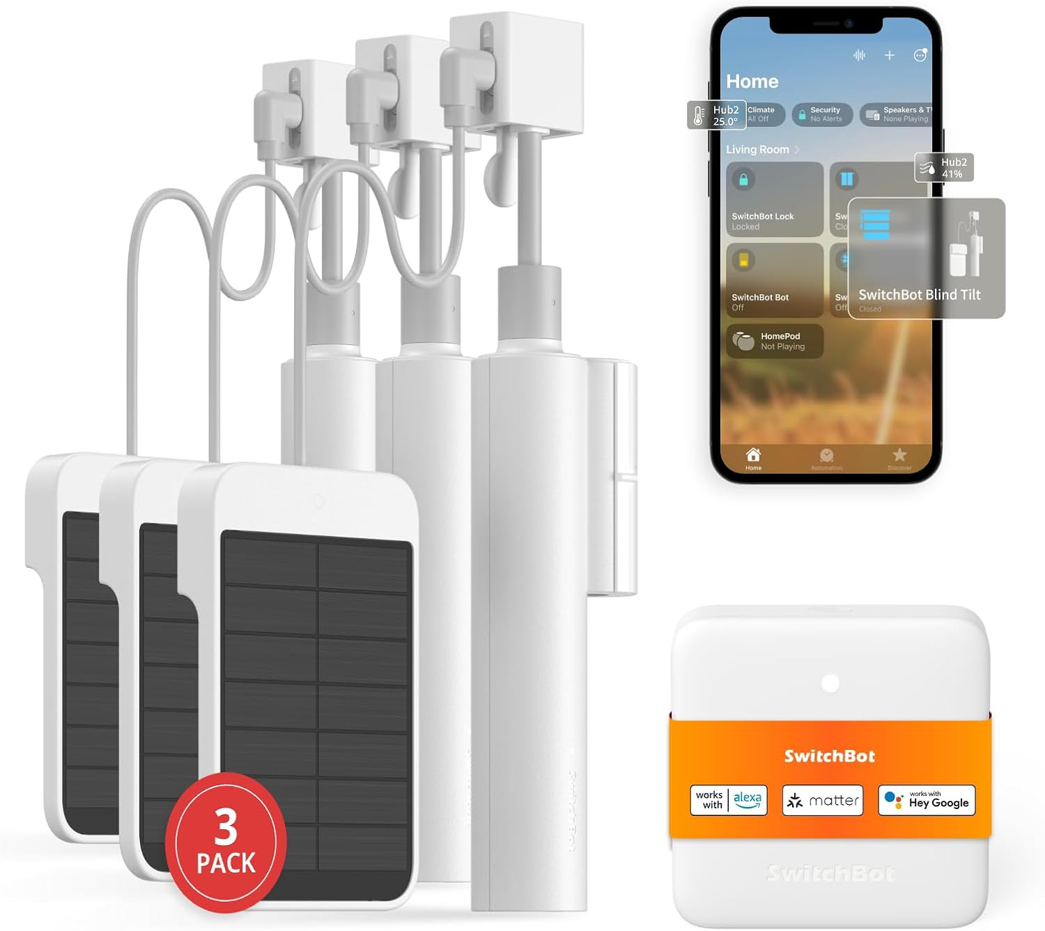 Switchbot Smart Electric Motorized Blinds Kit with Hub Mini Matter-2.4G Wifi Rem