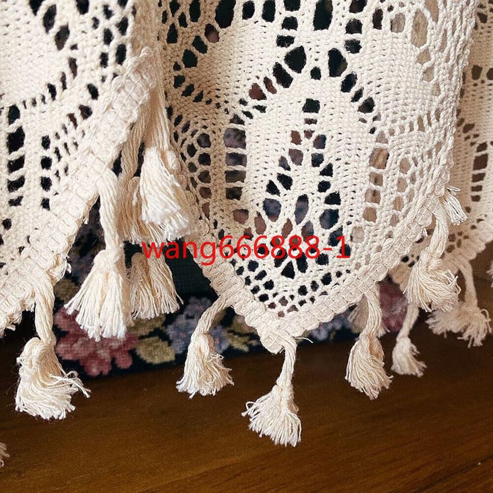 Rustic Crochet Lace Kitchen Window Curtain Valance Cafe Tiers Farmhouse Decor