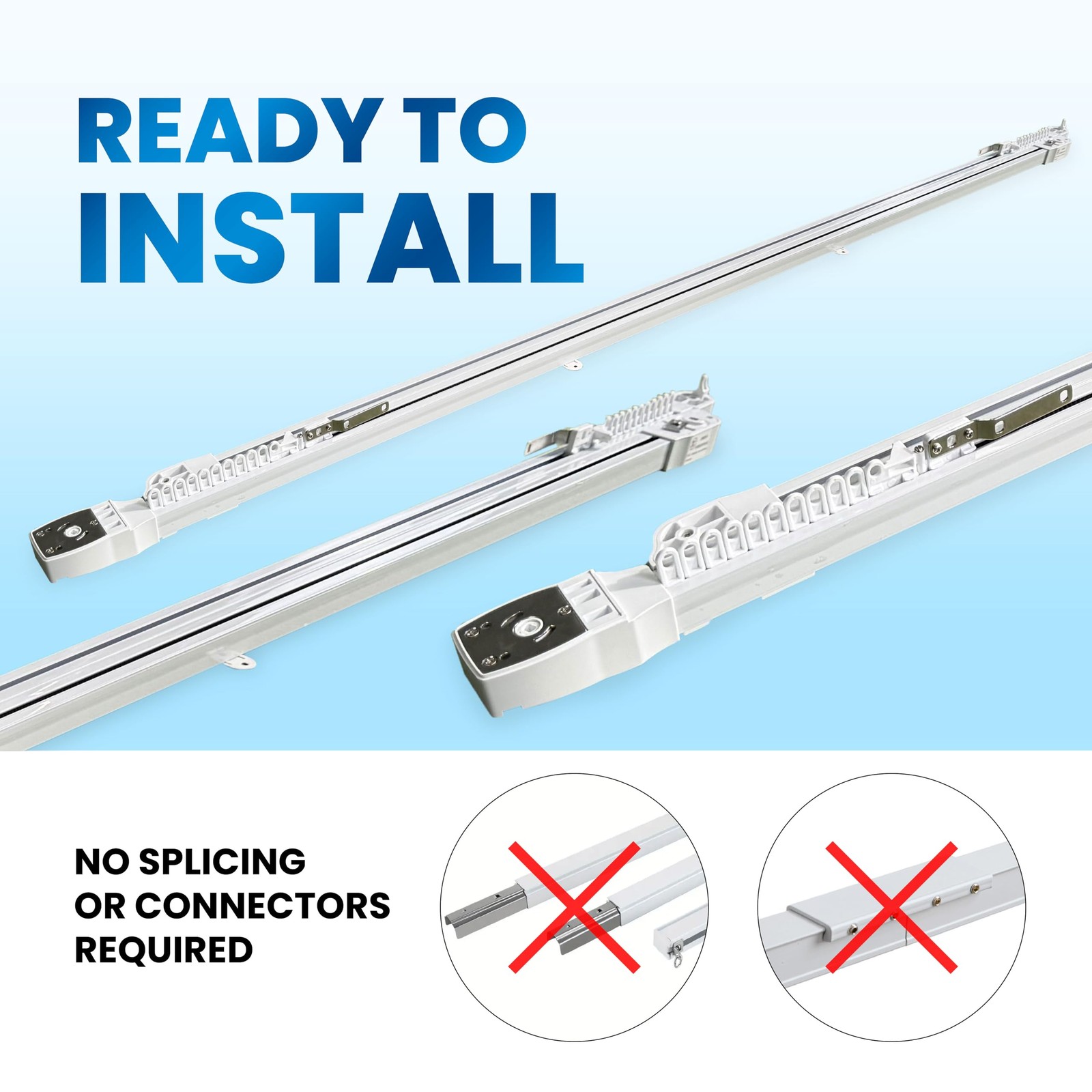 Smart Motorized Curtain Track, 71-130in, No-Cut Adjustable Electric Rail, ~33…