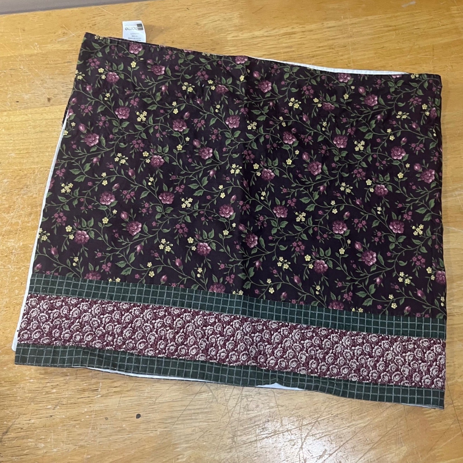 JCPenney Home Collection Plum Floral Cotton Window Valance 80×18 Vtg Style