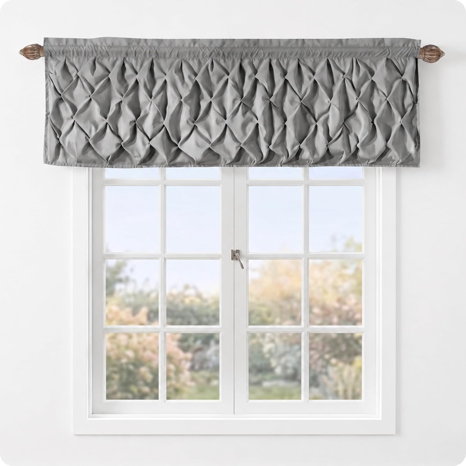 Pintuck Valance Curtain with Rod Pocket Top – Carmen Gray | 60″ x 20″