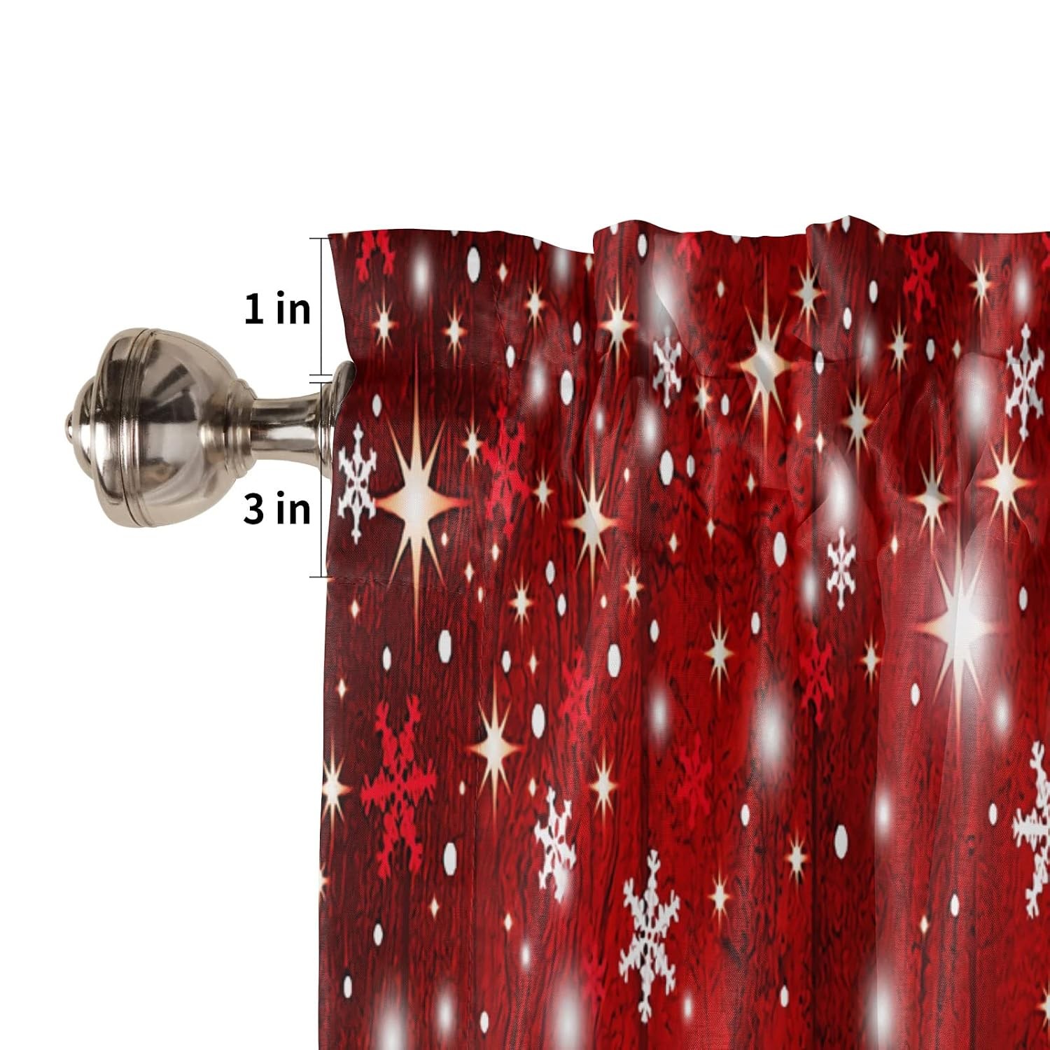 Christmas Curtains Valances for Kitchen Windows Winter Red Valance