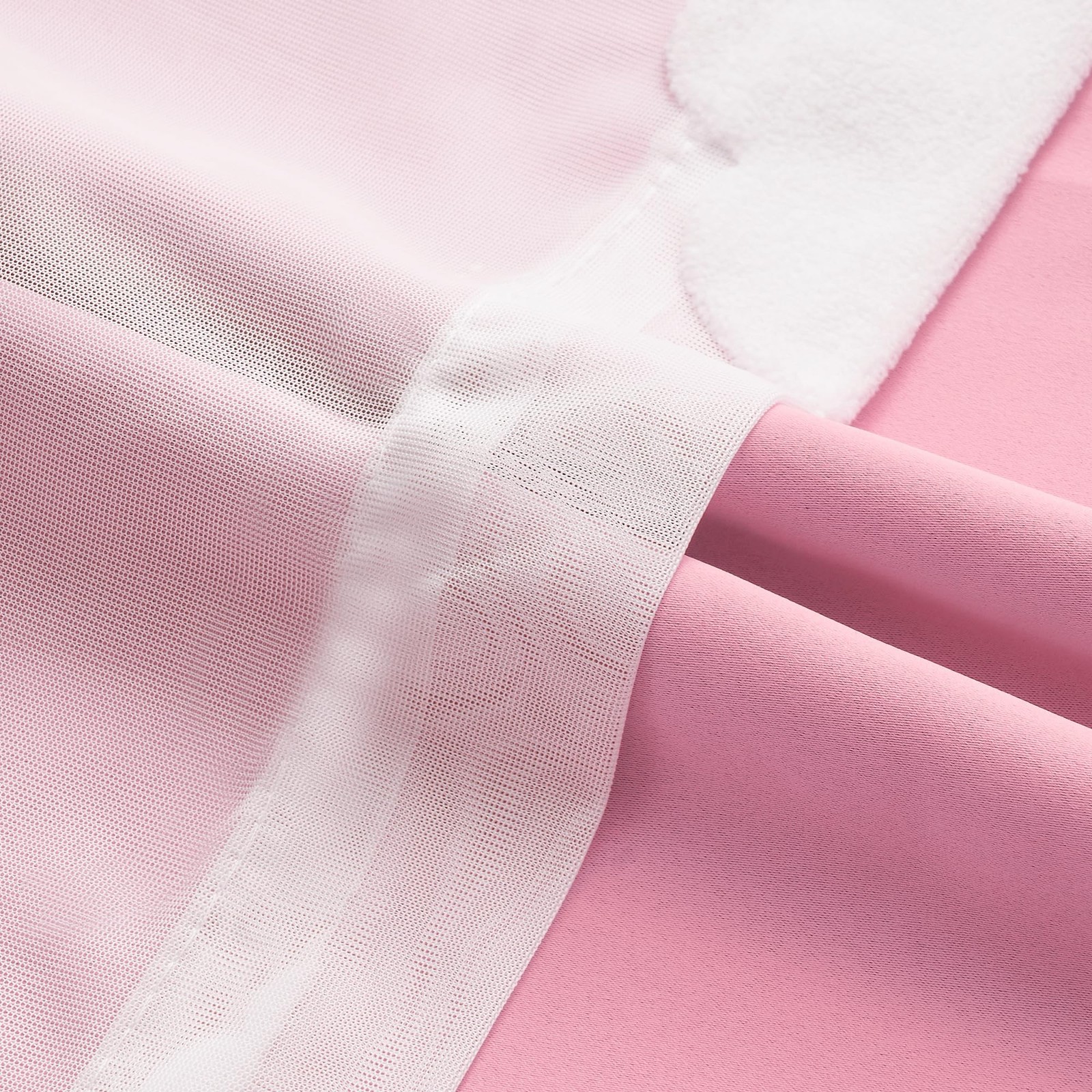 LCOOMZEN Pink Double Layer Curtains for Girls Bedroom White Cloud Pattern Sheer