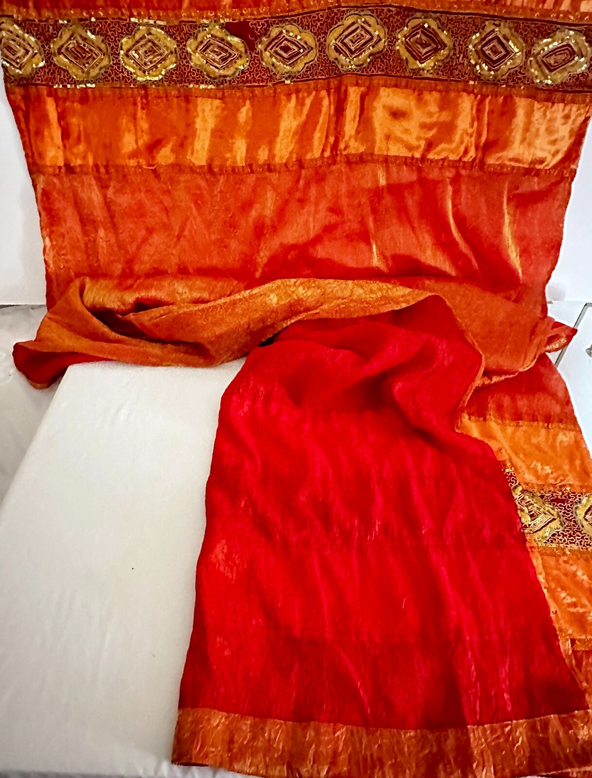 Lot: Iridescent Sari Curtains (3 Total) 40inWx104inLx4in loops Bohemian Fun