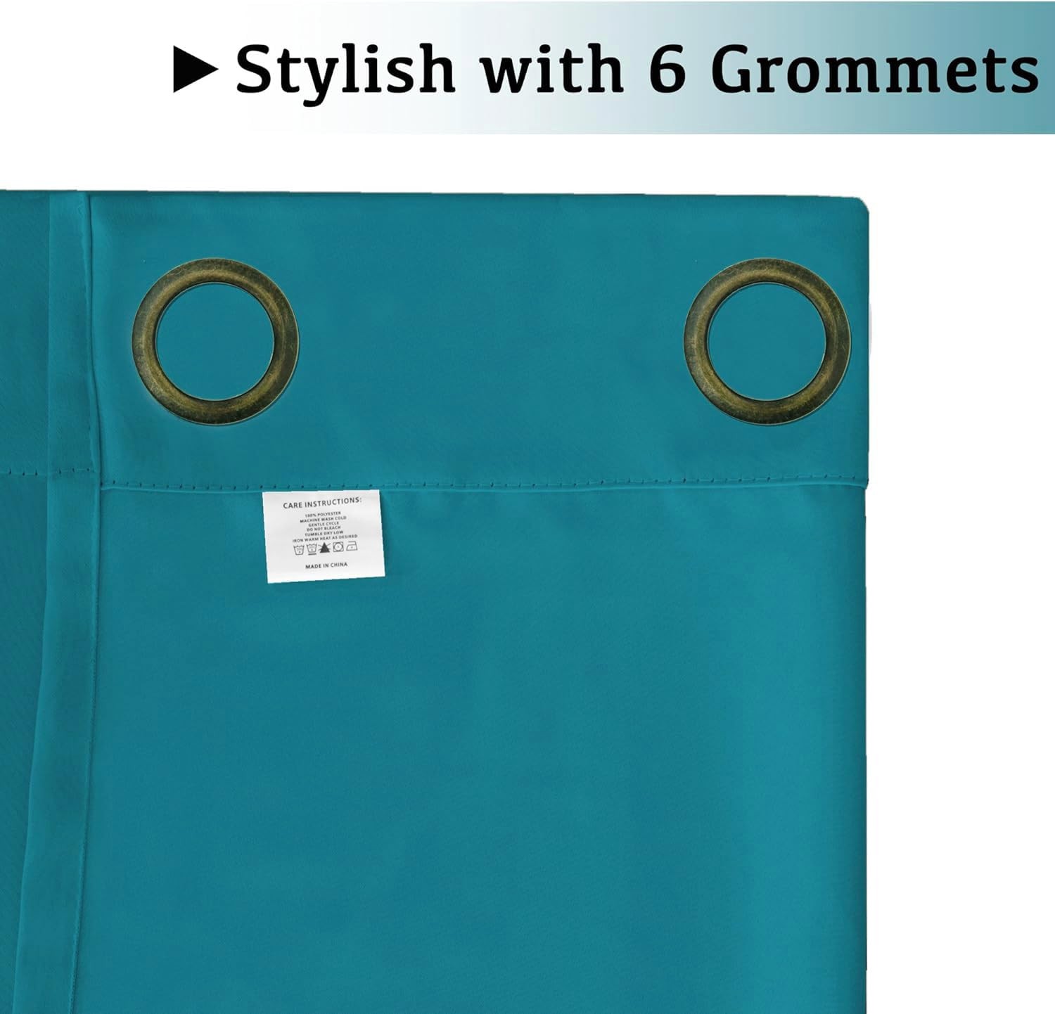 Teal Blackout Curtains Themal Insulated Grommet/Eyelet Top Blackout Curtain D…