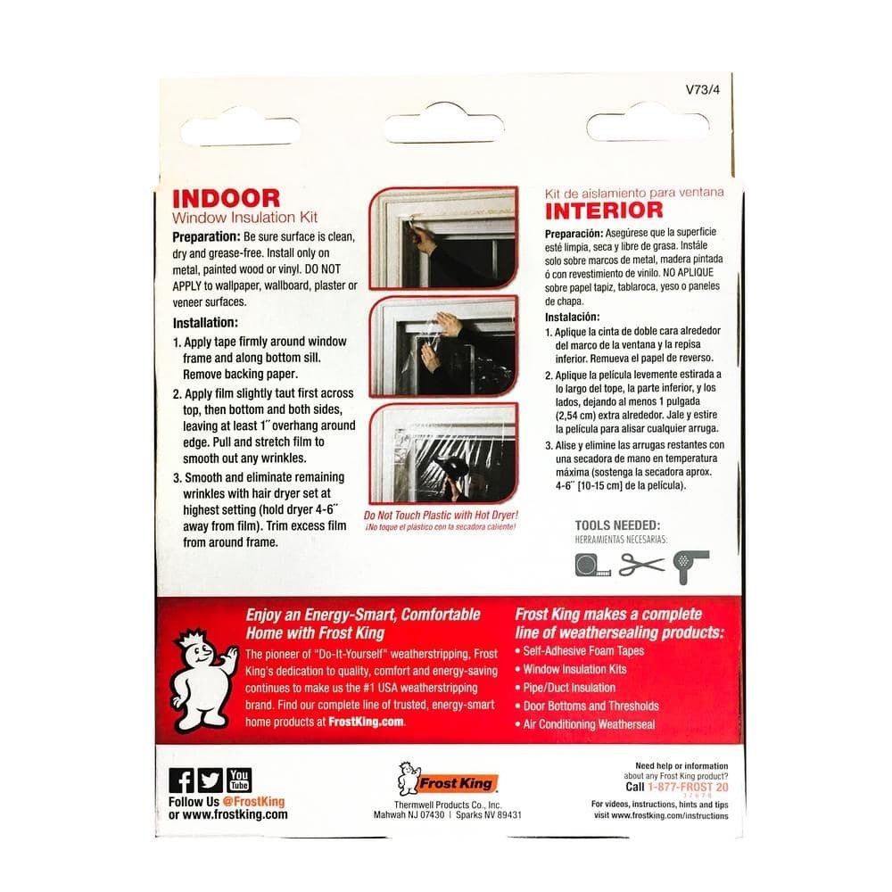 Window Insulation Kit Indoor 4 Pack Winter Window Film Insulation Kit