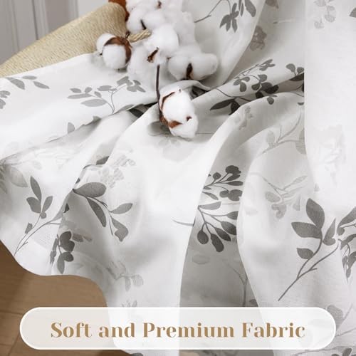 Kitchen Curtains 36 Inch Length 2 30″W x 36″L (Pack of 2) Grey and White