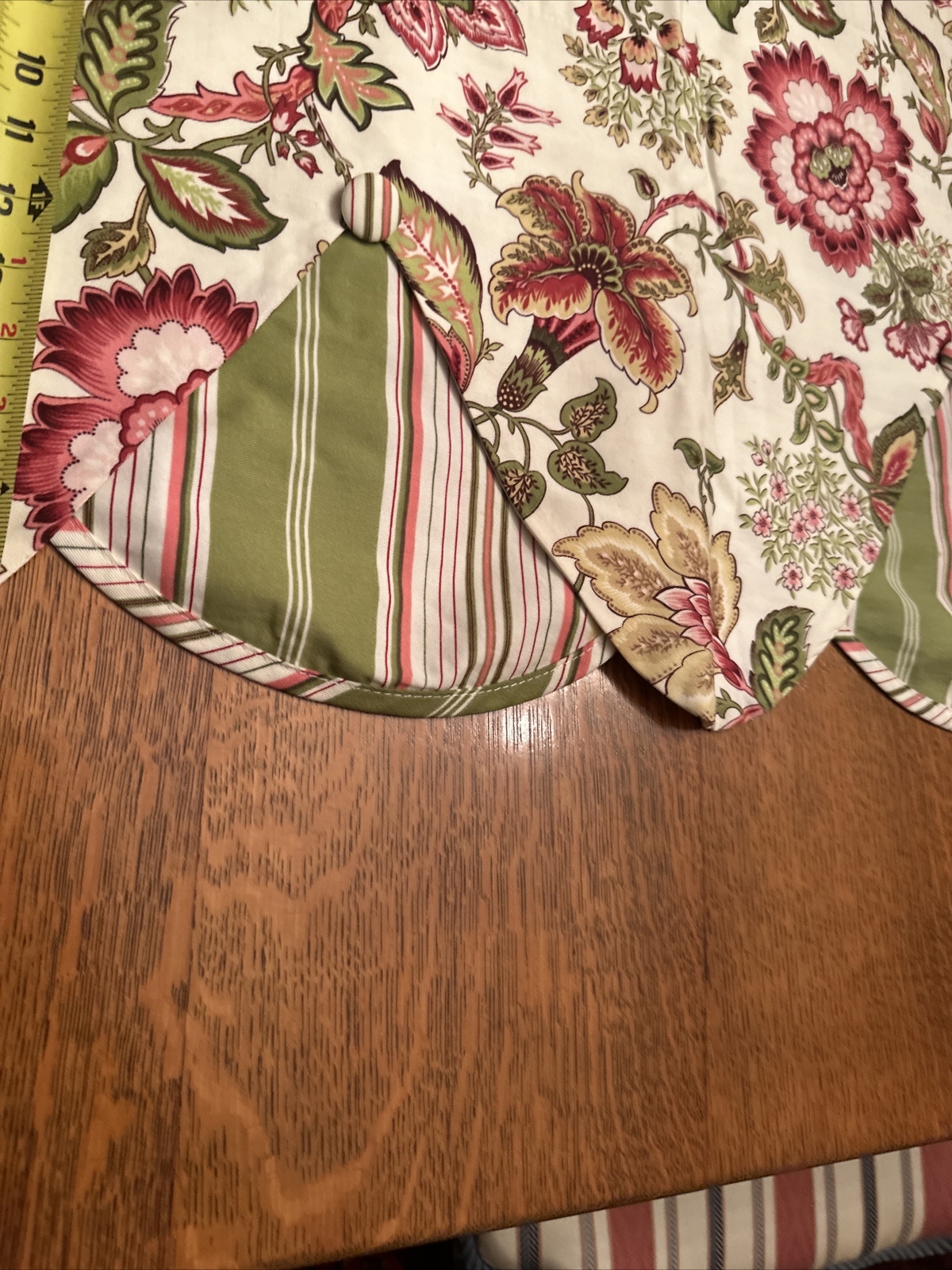 Waverly Valance Navarra Raspberry Floral Striped Tiered Rod Pocket 54”x 18.5”