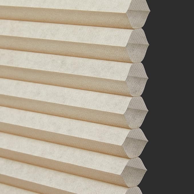 METechs Cordless Light Filtering Beige Cellular Shades – Premium Thick Cells