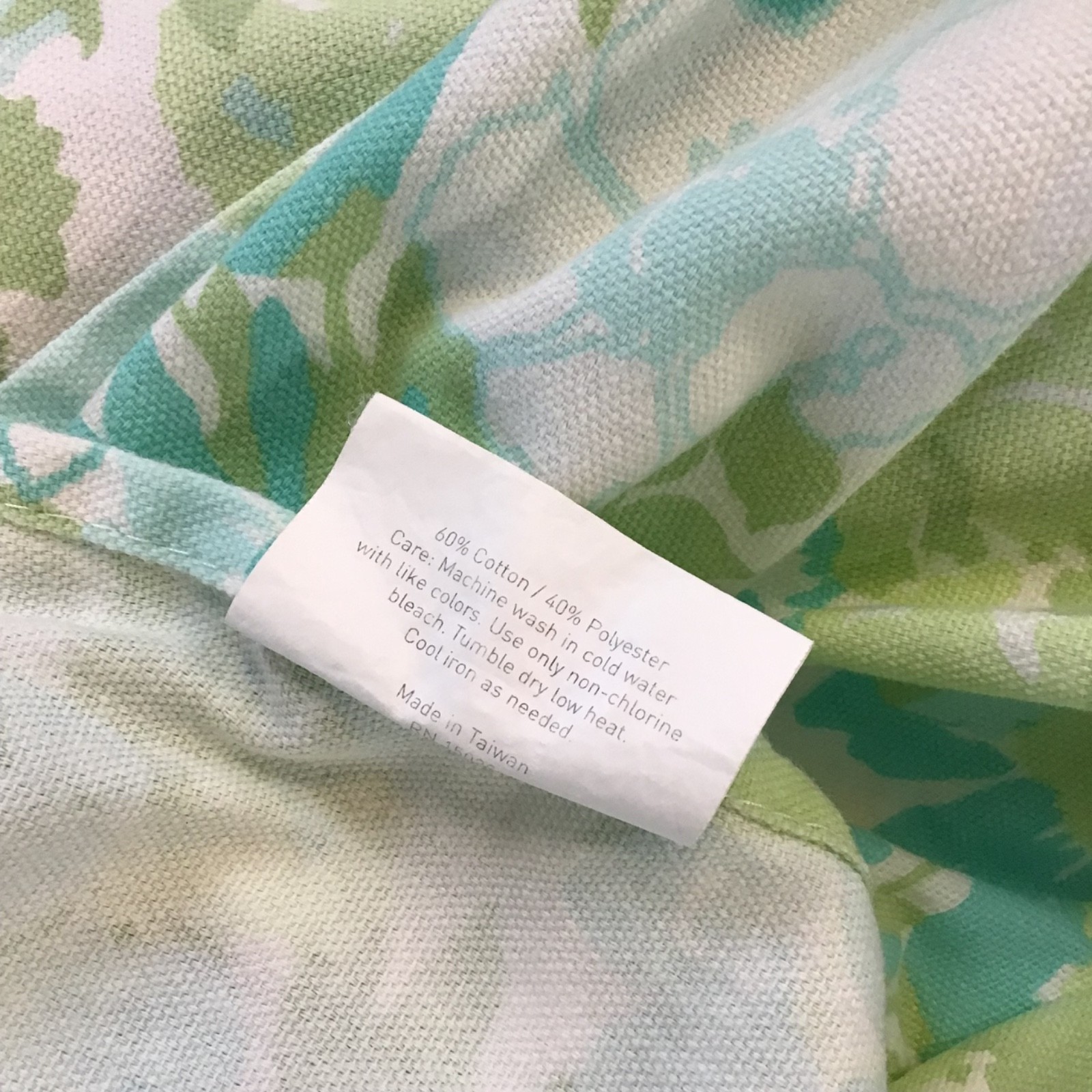 3 Pc Set MCM Vtg aqua green floral Bedspread & Curtain Panels Liz Claiborne