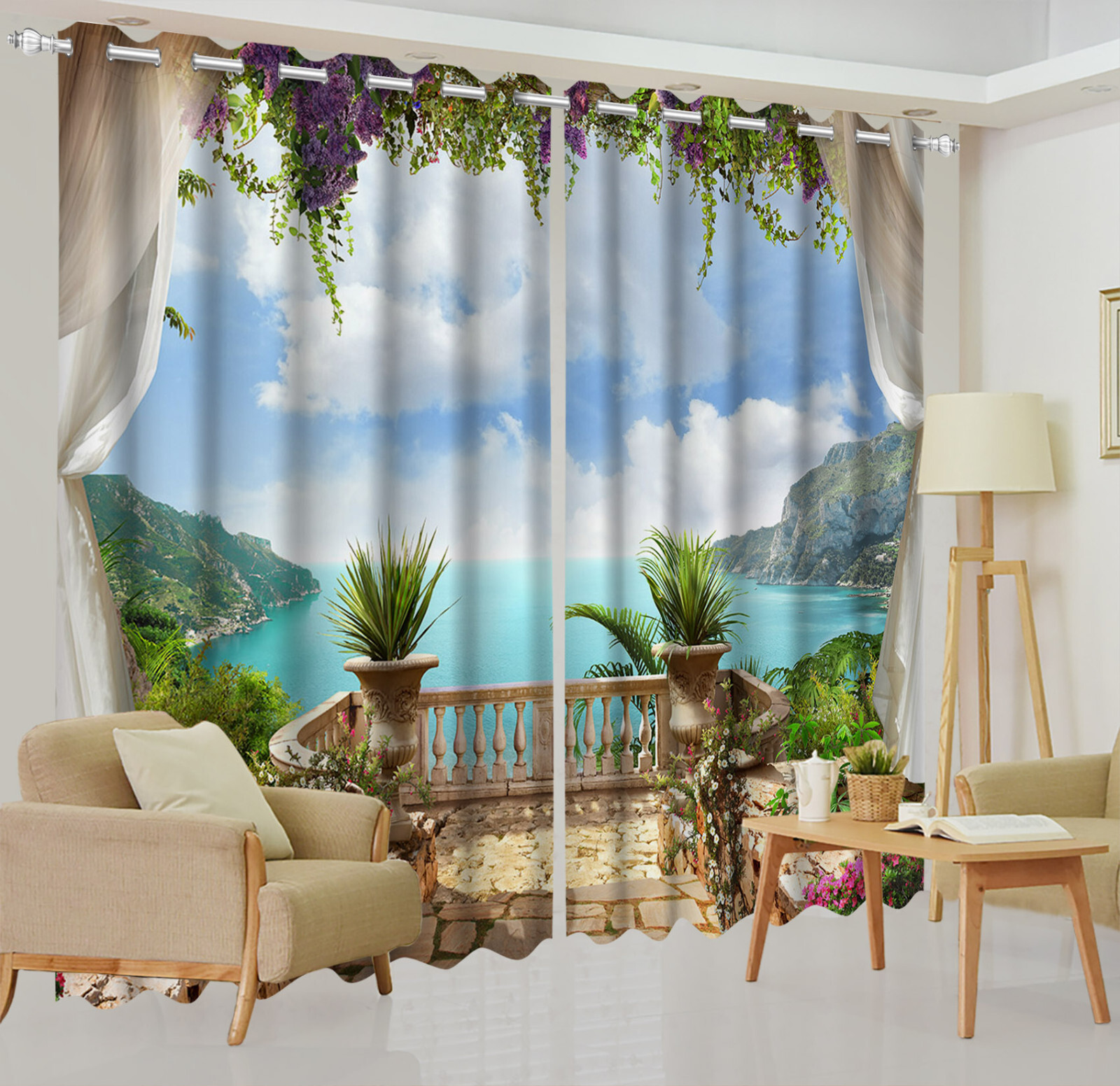 Mountain Nature Landscape 3D Blackout Curtain 2 Panels Drapes Window Curtains