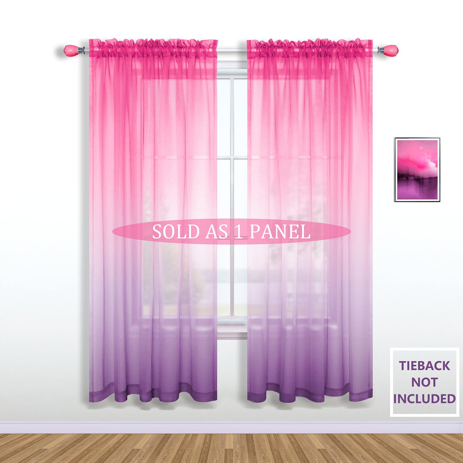 Pink and Purple Curtains for Girls Room Decor, Girly Whimsical Pastel Sheer K…