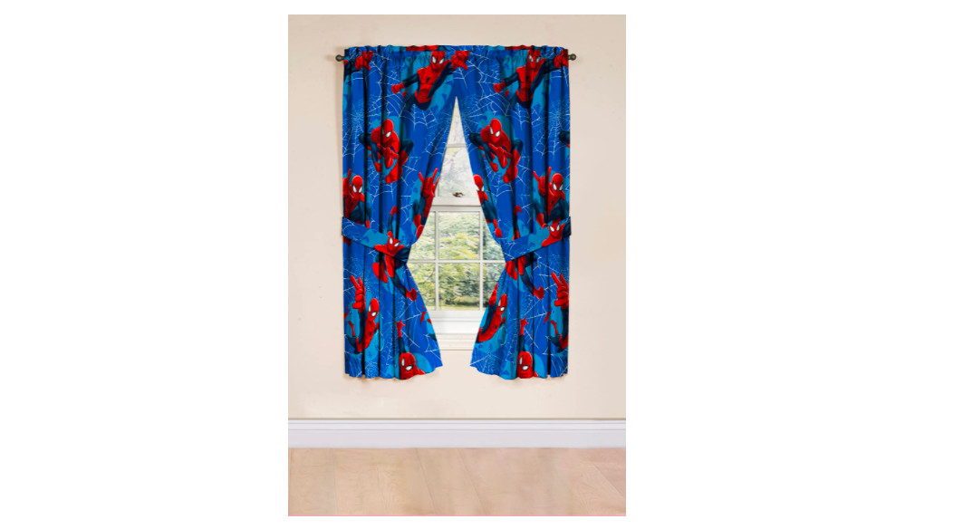 Spiderman Curtain Window Pair Spider Man Drape Set Marvel Kids Fun Child Bedroom