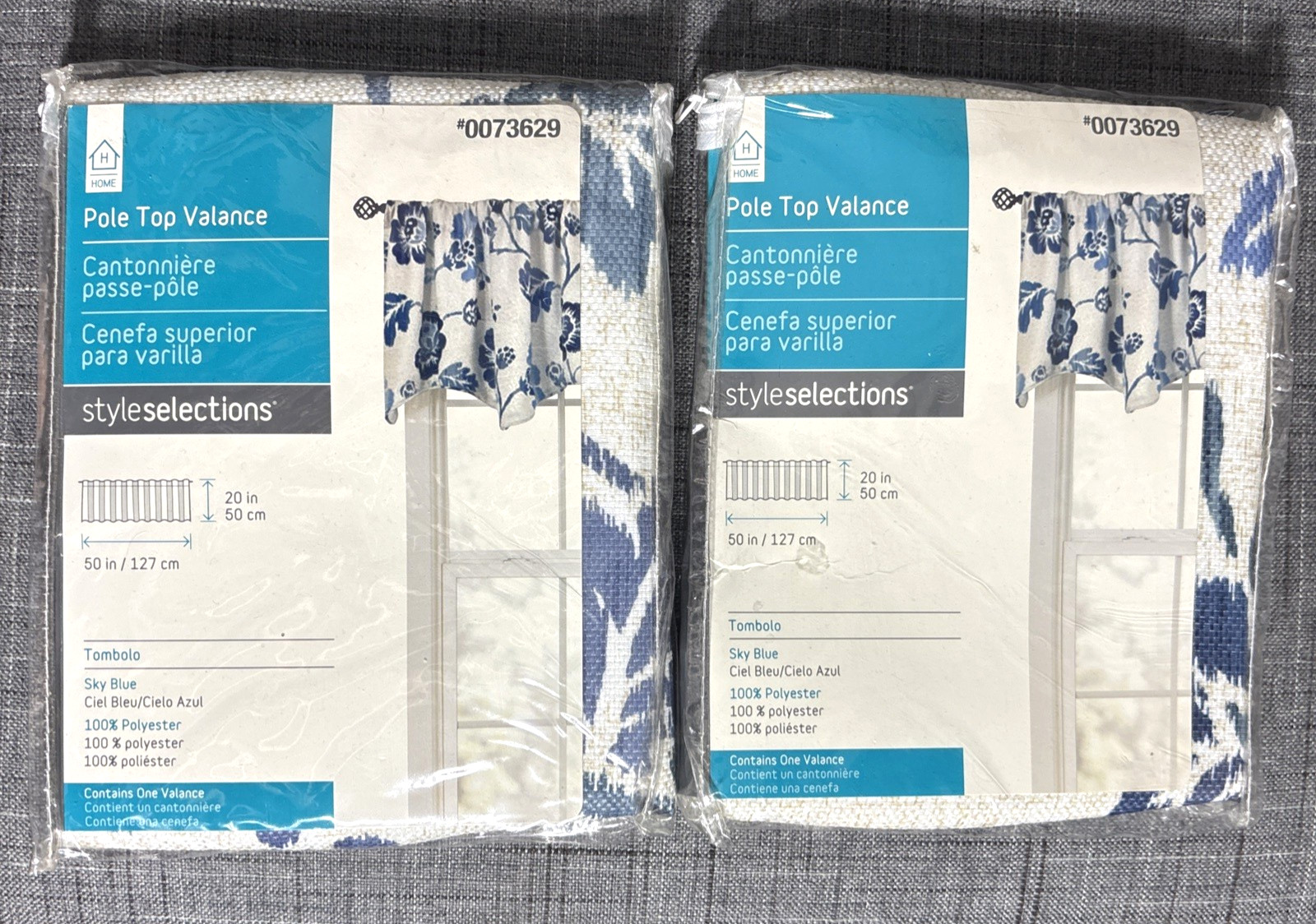 2 Pkg Home Pole Top Valance 50″ x 20″ Window Treatment Sky Blue Decor