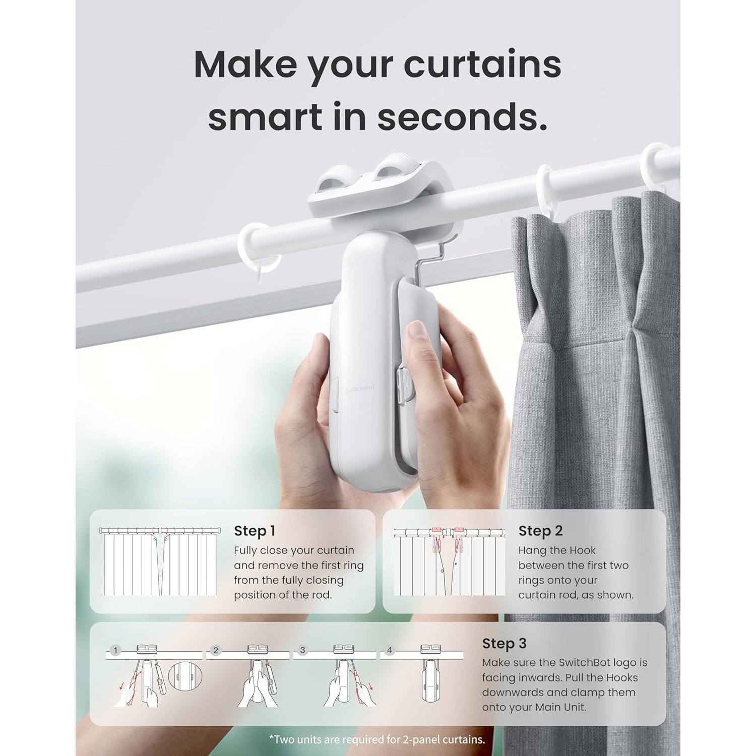 SwitchBot 2025 Automatic Curtain Opener 3 Rod-Bluetooth Remote Control