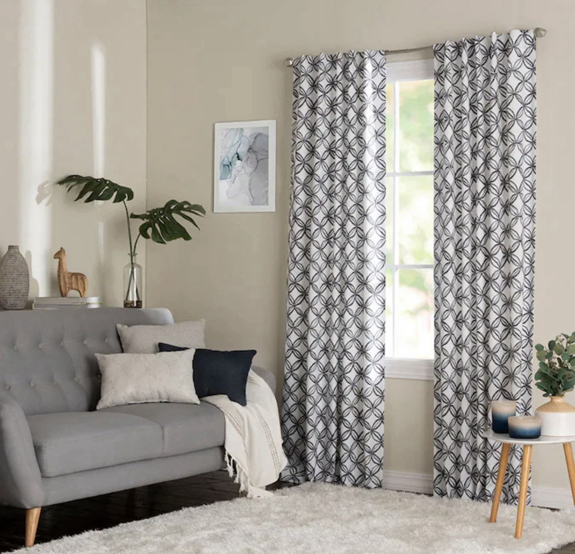 Style Selections 84.0-in Grey Blackout Thermal lined Back tab Single curtain pan
