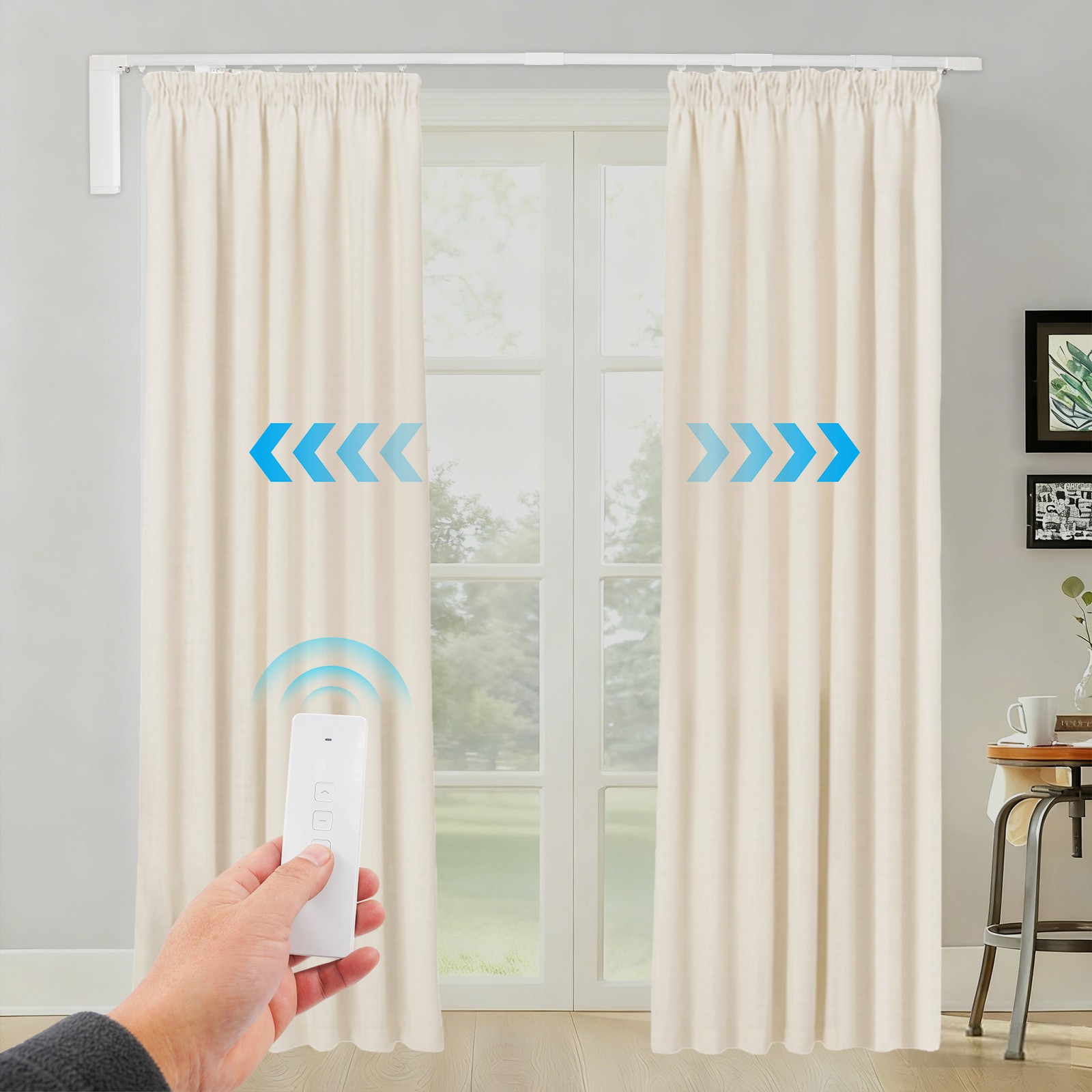 47.2-86.6*13in Electric Curtain Rail with Remote Control Electric Curtain Track