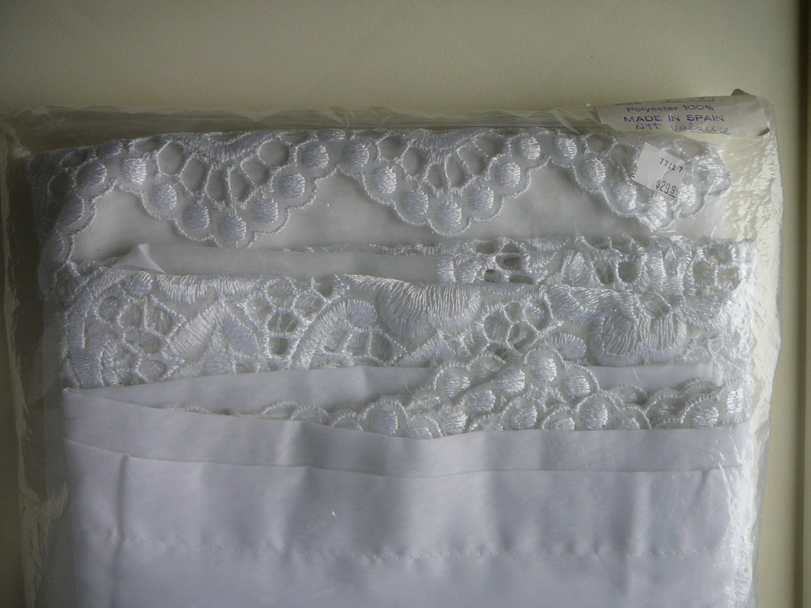 Embroidered Polyester White Lace Lisbon Style Curtain Made In Spain-60″ x 84″