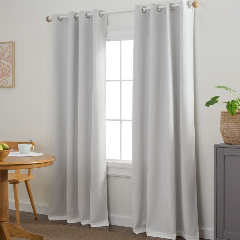 Solid Linen Texture Indoor Curtains Room Darkening 2-Pack Set Ivory 50″x96″