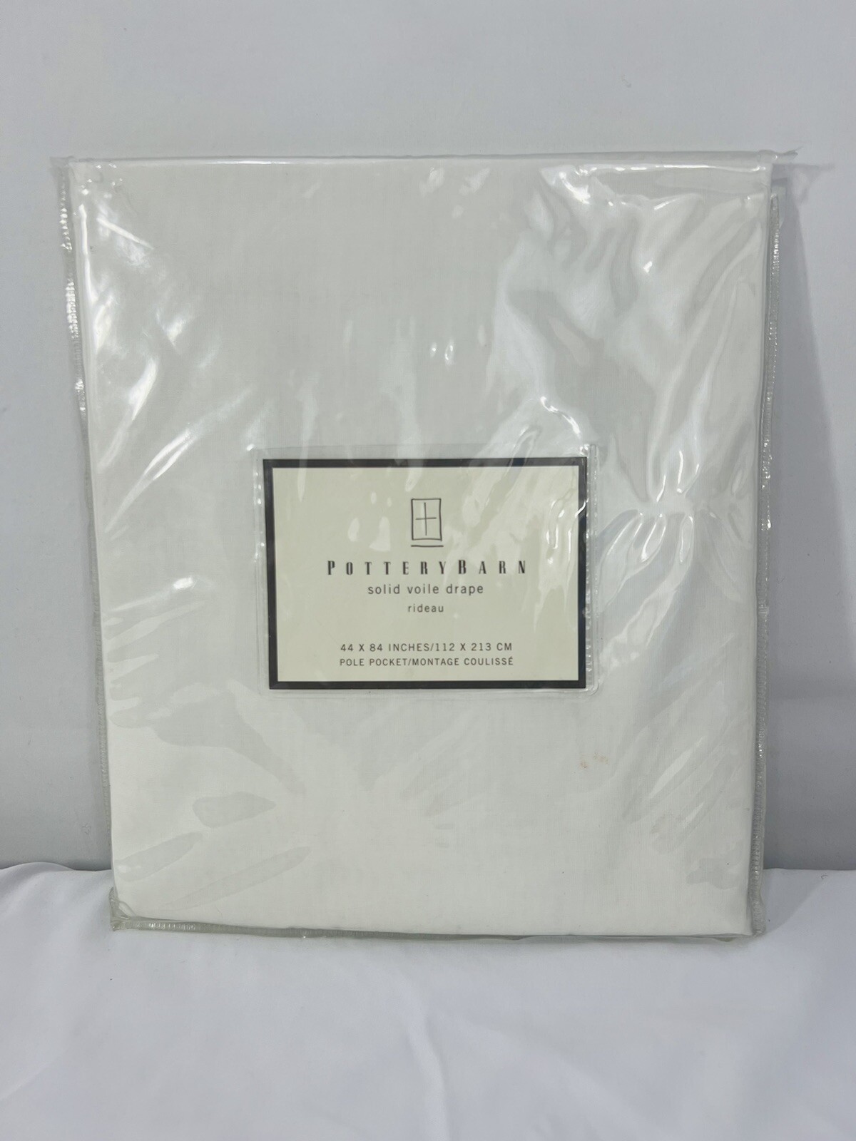 POTTERY BARN Single Solid Voile Drape Curtain Pole Pocket 44×84” New White
