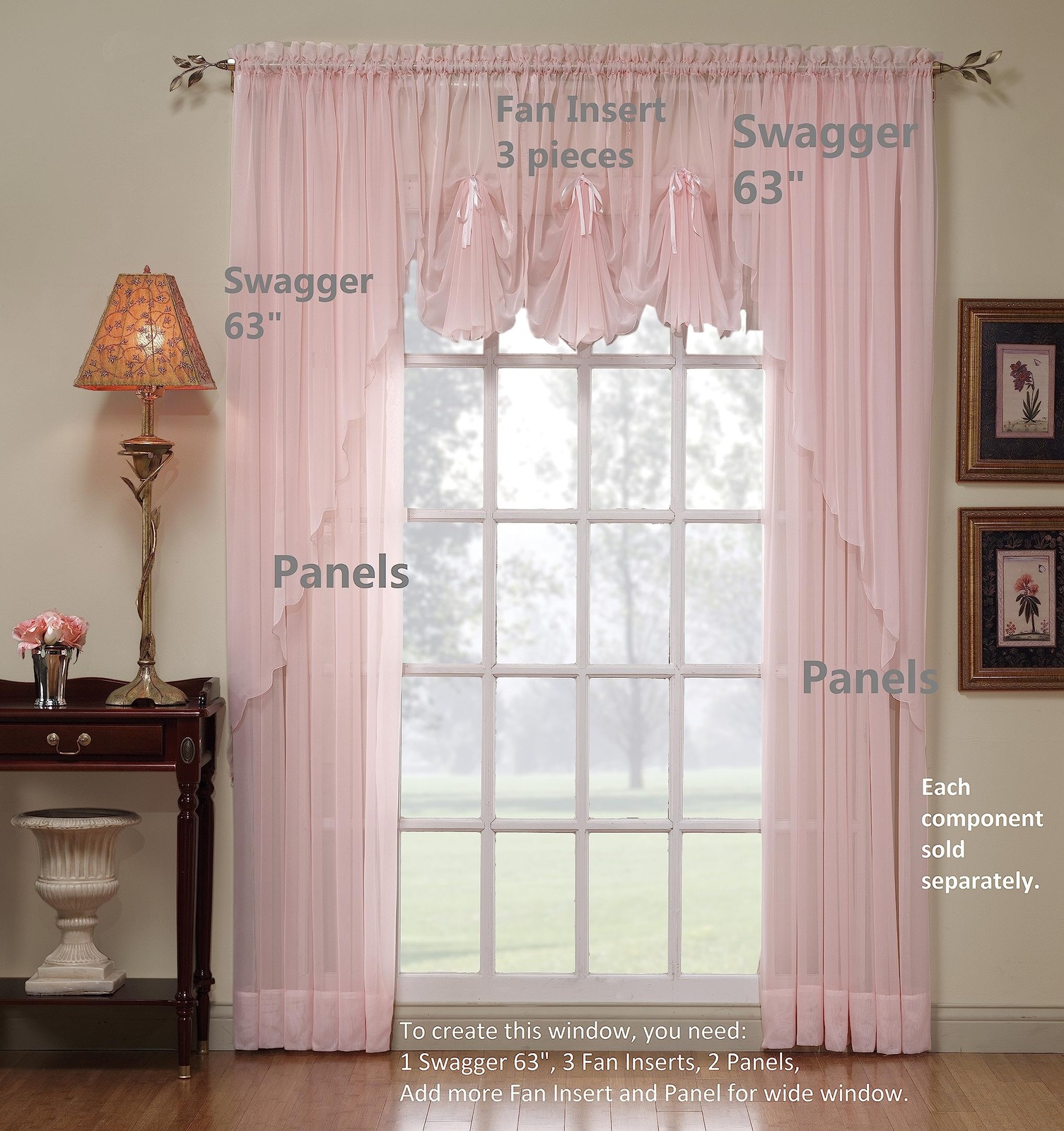 Premium Voile Sheer Kitchen Curtain 60×63 Inch 100 Polyester Easy Care
