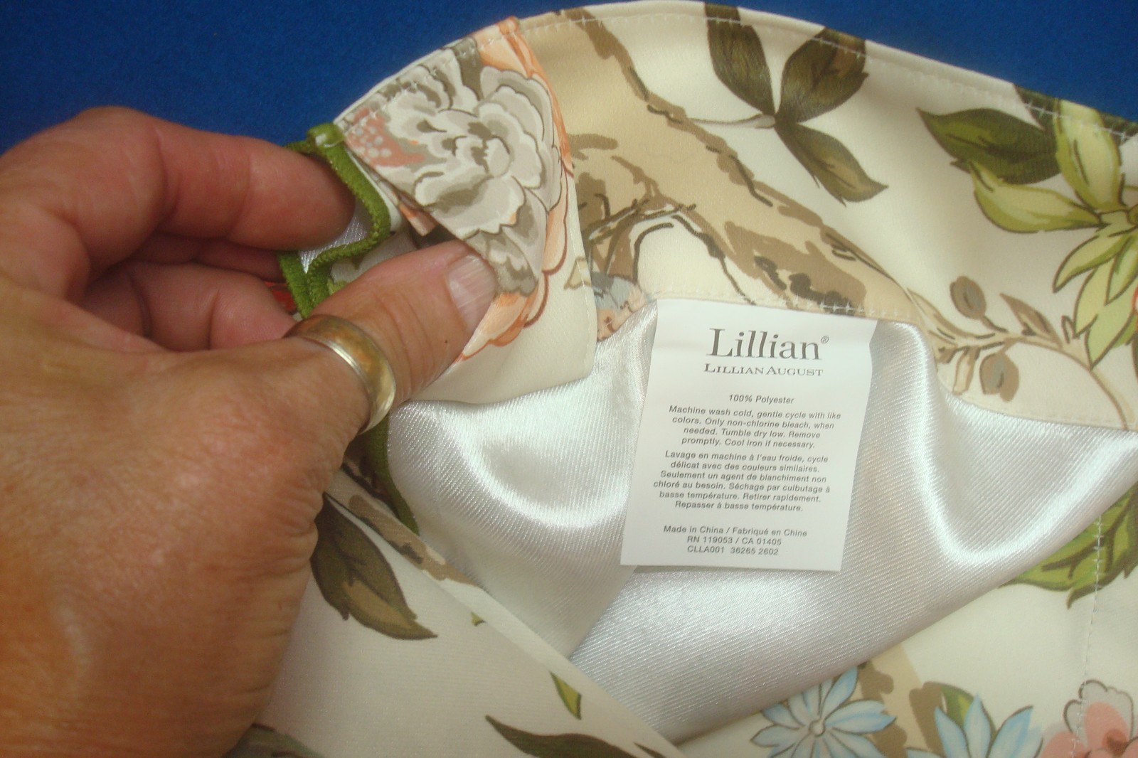 NWT Lillian August Window Curtain Panels Fancy Floral w/ Birds ea 38 x 96″ lg