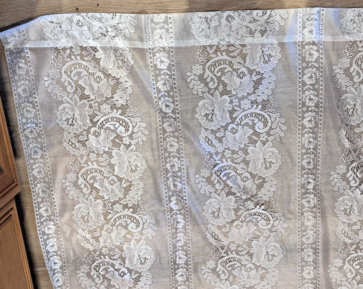 Curtain Lace Panel White Floral Polyester 1″ Pocket Rod 60″ Wide x 82″ Length