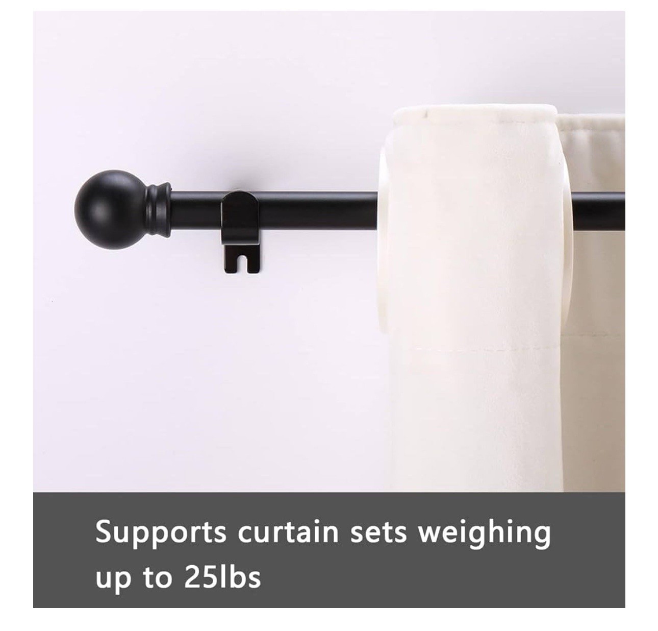 2 Pack Curtain Rods for Window 32 and 48, Black 5/8 inch Splicing Single Wind…