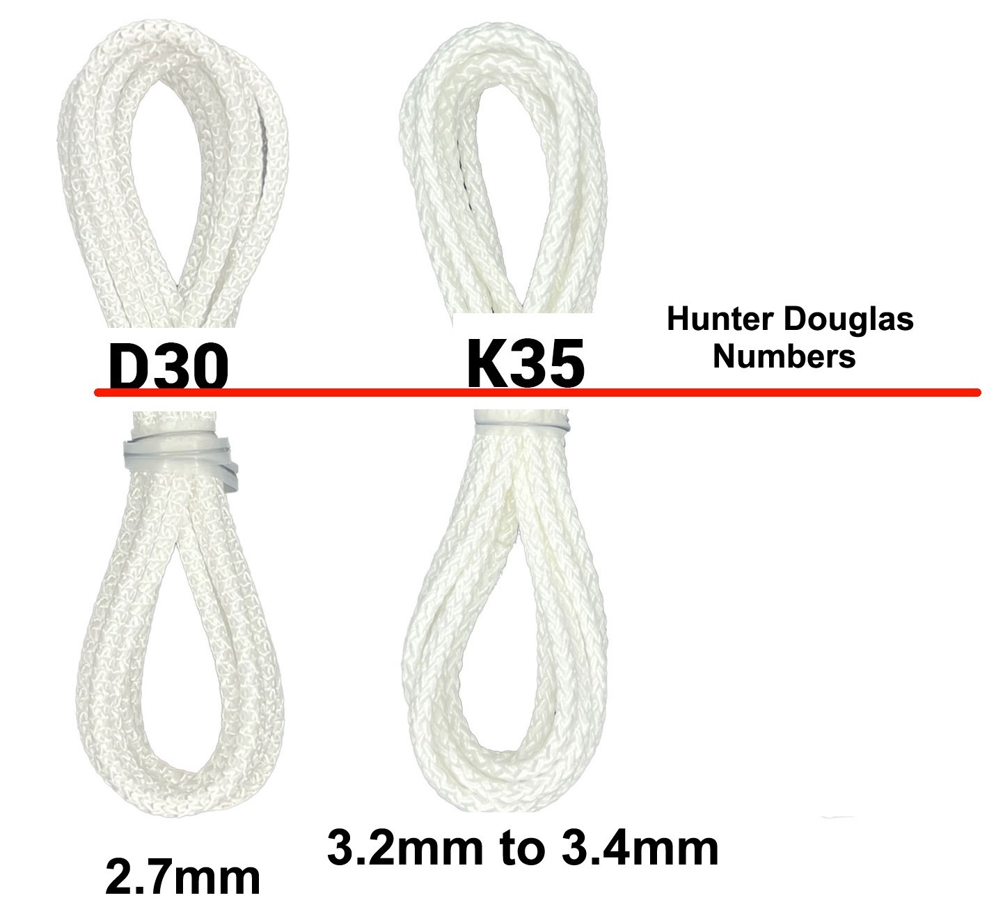 4ft. Ivory (Off White) 3.4mm. Continuous Looped Cord & tensioner – Blind String