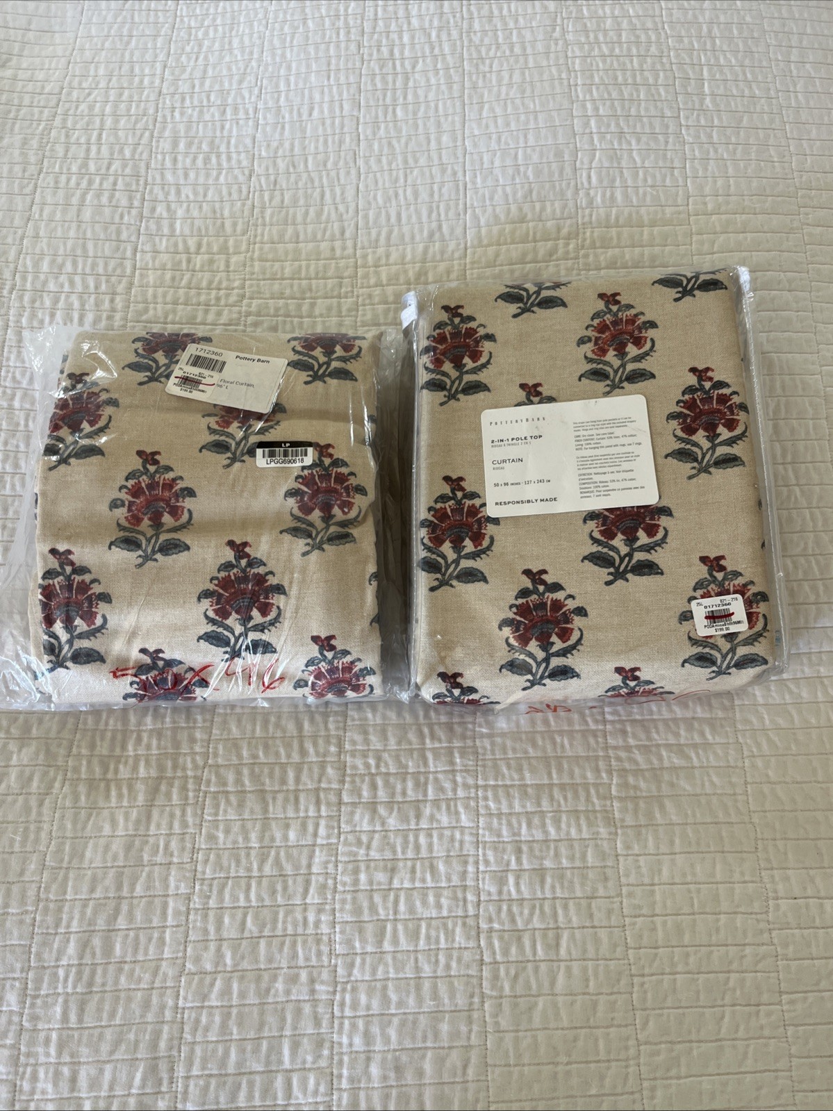 POTTERY BARN Set of 2 Arnica Bhotah Curtain Panels-50×96 -OPEN BOX