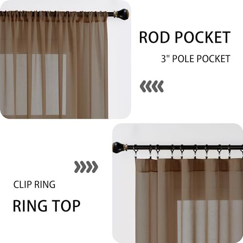 Sheer Door Curtain Closet Linen Textured Curtains Sheer 54″W x 72″L Brown